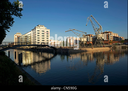 Francia, Bas Rhin, Strasburgo, lo sviluppo del port du Rhin (Reno del porto) e conversione del frangiflutti del Bassin Foto Stock