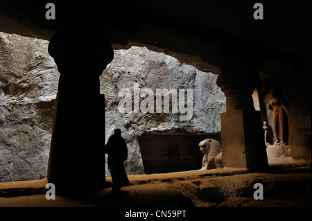 India, stato di Maharastra, Ellora, Grotte di Ellora elencati come patrimonio mondiale dall' UNESCO, grotta N°29, ottavo secolo Foto Stock