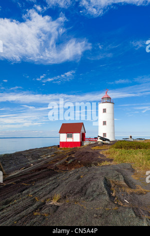 Canada, Provincia di Quebec, Bas Saint Laurent, Ile Verte, il faro e il cottage Foto Stock