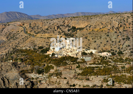 Il sultanato di Oman, Al Dakhiliyah Regione, Western montagne Hajar, Jebel Akhdar e di Al-Sheraya Foto Stock