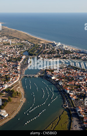 Francia, Vendee, Saint Gilles Croix de vie (vista aerea) Foto Stock