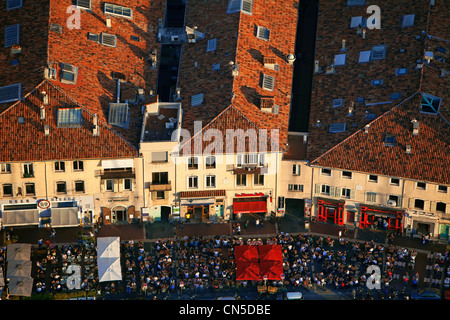 Francia, Bouches du Rhone, Marsiglia, 1° distretto, Vieux Port, Quai de Rive Neuve (vista aerea) Foto Stock