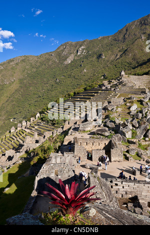 Il Perù, Provincia di Cuzco, Inca Sacred Valley, Inca sito archeologico di Machu Picchu, classificato come patrimonio mondiale dall' UNESCO, costruito Foto Stock