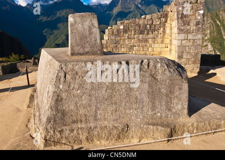 Il Perù, Provincia di Cuzco, Inca Sacred Valley, Inca sito archeologico di Machu Picchu, classificato come patrimonio mondiale dall' UNESCO, costruito Foto Stock