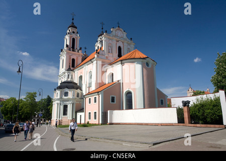 La Lituania (paesi baltici), Vilnius, centro storico elencati come patrimonio mondiale dall' UNESCO, Santa Caterina chiesa barocca Foto Stock