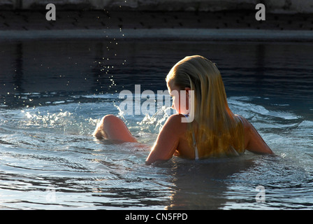 L'Islanda, Nordurland Eystra Regione, Reykjahlid, Myvatn Natura terme Foto Stock