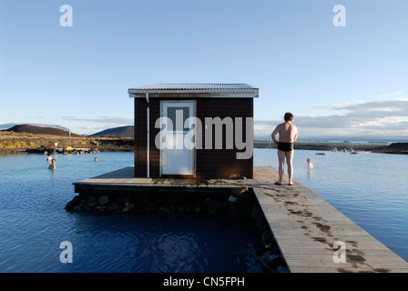 L'Islanda, Nordurland Eystra Regione, Reykjahlid, Myvatn Natura terme Foto Stock