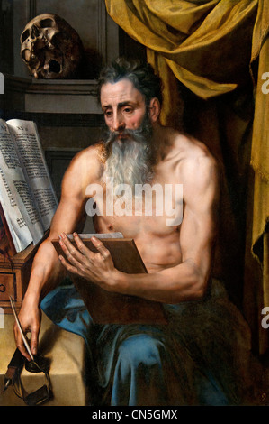 San Girolamo meditando 1655 da Willem KEY 1515 - 1568 o Adriaen Thomasz chiave belga Belgio Foto Stock