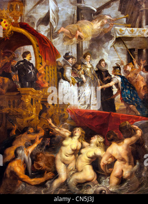 Lo sbarco a Marsiglia - La Marie de' Medici 1622-1624 Ciclo Peter Paul Rubens, vedova del re Enrico IV di Francia, Lussemburgo Palace Parigi Foto Stock