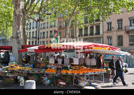 Francia, Rhone, Lione, storico sito elencato come patrimonio mondiale dall' UNESCO, il mercato quay St Antoine Foto Stock