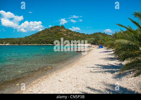 Spiaggia Vicino Vrila campeggio nella parte meridionale di Trpanj, Croazia Foto Stock