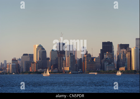 Stati Uniti, New York City, punta meridionale di Manhattan, il quartiere finanziario di edifici Foto Stock