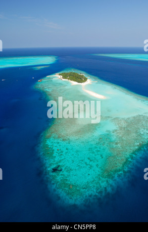 Maldive, Felidhoo Vaavu Atollo Vaavu Dhiggiri atollo di Felidhoo (vista aerea) Foto Stock