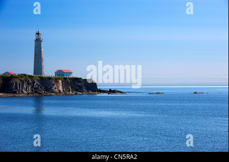 Canada, Provincia di Quebec, Gaspe Peninsula, il faro di Cap des Rosiers sulla St Lawrence river Foto Stock