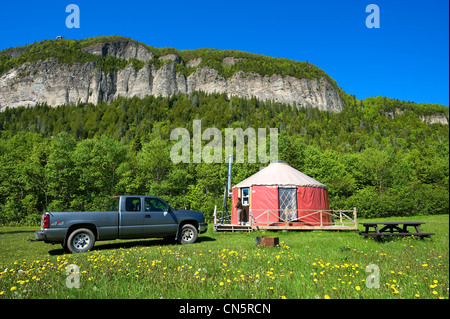 Canada, Provincia di Quebec, Gaspesie, yurt nel Forillon National Park Foto Stock