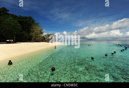 La Malesia, Borneo Sabah Stato, Semporna, Sipadan, spiaggia idilliaca Foto Stock