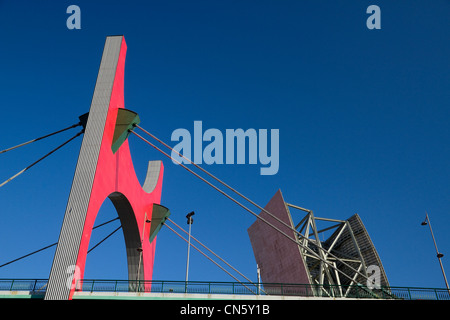 Daniel Buren Rosso di Arch sul Puente de la Salve di Bilbao Spagna Foto Stock