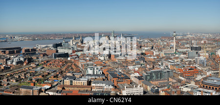 Vista panoramica centro di Liverpool skyline Foto Stock