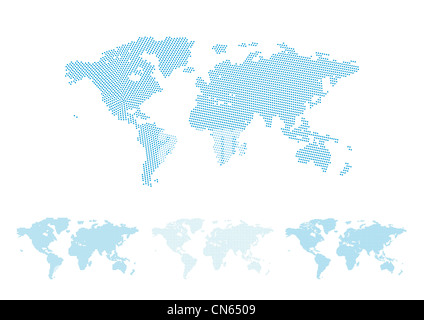 Mappa mondo set di mezzitoni, quattro diverse versioni con forme perfette Foto Stock