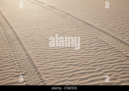 Tracce di pneumatici su sabbia Eyre Peninsula South Australia Foto Stock