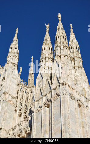Il Duomo, la cattedrale gotica di Milano, pinnacoli dettaglio, Lombardia, Italia Foto Stock