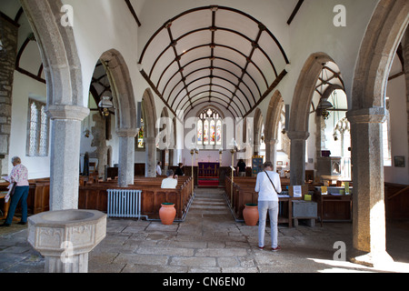 St Pancras chiesa in Widecombe-nel-Moor, Dartmoor, Inghilterra. Foto Stock