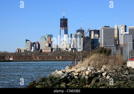 La Freedom Tower si avvicina al completamento sul sito del World Trade Center di Manhattan a New York City Foto Stock