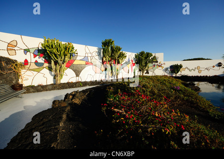 Lanzarote - giardino di casa César Manrique, museo della fondazione Manrique dell'artista sotterraneo unico-lava casa di sfiato. Foto Stock