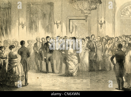 1854, incisione del Presidente argine alla Casa Bianca di Washington DC. Foto Stock