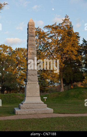 William Mahone Memorial al Fronte Orientale sezione di Pietroburgo National Battlefield in Virginia Foto Stock