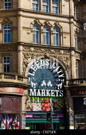 Esterno del Edwardian Leeds City Marets (Kirkgate mercati), Leeds, West Yorkshire, Inghilterra Foto Stock