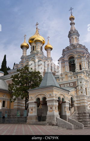 Alexander Nevski chiesa, Yalta, Crimea, Ucraina. Foto Stock