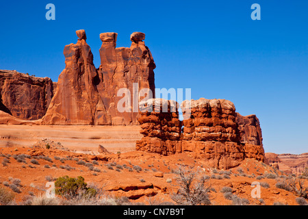 I tre gossip rock formazione, Arches National Park nello Utah Stati Uniti d'America Foto Stock