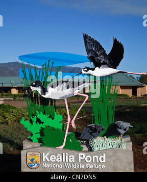 Segno all'Kealia Pond National Wildlife Refuge Visitor Center Foto Stock