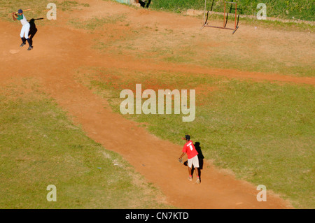 Repubblica Dominicana, Puerto Plata Province, Puerto Plata, il campo da baseball dal cielo dalla funivia da monte Isabel de Foto Stock