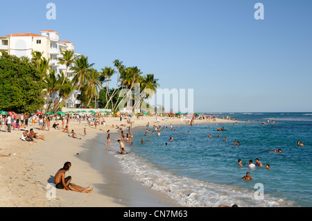 Repubblica Dominicana, San Pedro de Marcoris provincia, Juan Dolio, Juan Dolio Playa Foto Stock