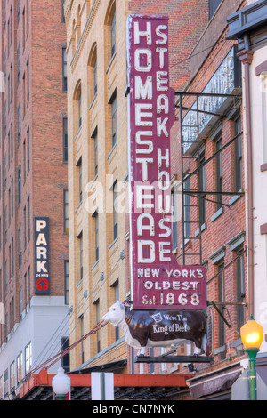 Old Homestead Steakhouse in Chelsea area di Manhattan a New York City. Foto Stock