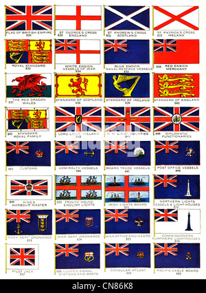 Pubblicato per la prima volta 1917 Bandiere Bandiera Standard St George Cross Inghilterra British Empire St Andrews in Scozia di St Patrick Cross Foto Stock