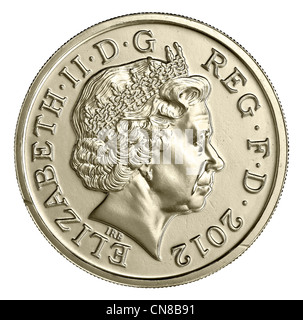 1 Pound £ overhead di monete Foto Stock