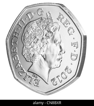 50p cinquanta pence sul lato complementare capi 2012 coin Foto Stock