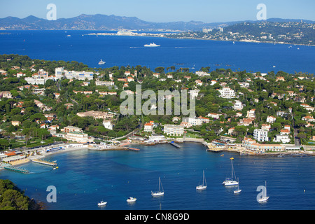 Francia, Alpes Maritimes, Antibes, Cap d'Antibes, Garoupe Beach (Vista aerea) Foto Stock