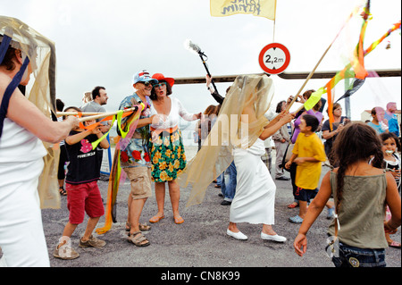 Francia, Herault, Sete, Plagette distretto, giorno poufre solare , spettacolo e divertimento intorno al polpo l'emblema degli animali Foto Stock