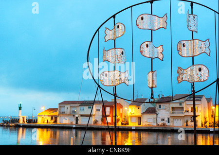 Francia, Herault, sete, il distretto Plagette, Les Daurades, specchi dello scultore Dominique Dore rivolta verso il distretto di Pointe Foto Stock