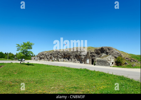 Francia, Meuse, Vaux devant, Damloup Vaux Fort, simbolo dell eroismo dei soldati di Verdun cittadella fu costantemente sgusciati Foto Stock