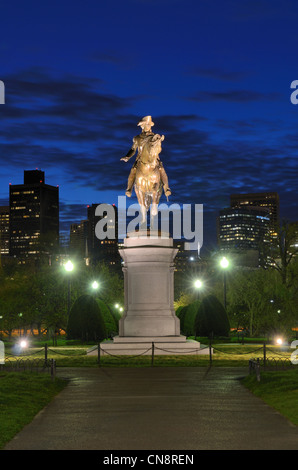 George Washington Statua equestre al giardino pubblico di Boston, Massachusetts. Foto Stock