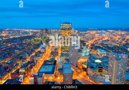 Vista aerea del centro cittadino di Boston, Massachusettes, STATI UNITI D'AMERICA. Foto Stock