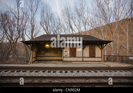 Stazione ferroviaria piattaforma, harpers Ferry, West Virginia, USA Foto Stock