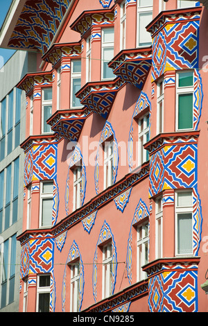 La Slovenia Ljubljana, facciata in Art Nouveau, della ex Banca cooperativa da H. e I. Vurnik (1922) in Miklosiceva street Foto Stock