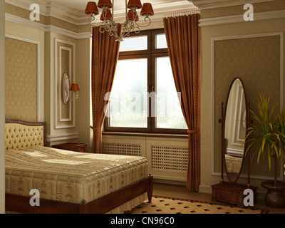 Classico stile antiquariato camera da letto. Con finestra. Foto Stock