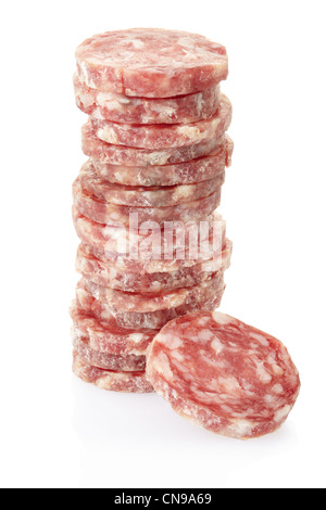 Fette di salame pila Foto Stock